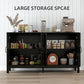 Sideboard Buffet, Storage Cabinet with Barn Door and Adjustable Shelf, TV Stand for TVs up to 65 Inches, Black Oak