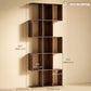 5-Tier Bookshelf, S Shaped Geometric Bookcase with 15 Compartments, Black Wood Grain