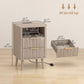 Nightstands Set of 2, Modern Bedside Tables with Charging Station, 2 Drawers and Open Shelf, Grey