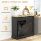 10 Gallon Hidden Garbage Bin Cabinet, Tilt Out Trash Cabinet w/ 2 Drawers, Freestanding Kitchen Island, Black