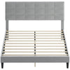 Queen Platform Bed Frame with Upholstered Headboard - Grey