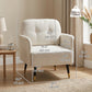 Tufted Accent Chair with Metal Legs - Cream White