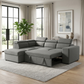 Bel Air Sleeper Sectional with Storage Chaise — left chaise, bright living room