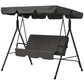 3-Seater Outdoor Porch Swing with Adjustable Canopy, Patio Swing Chair for Garden, Poolside, Backyard, Black