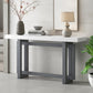 Modern Console with Pine Veneer Top and Solid Legs, Versatile Hallway Table with Adjustable Feet, 59'' L x 15.5'' W x 31.5'' H, Dark Gray+White