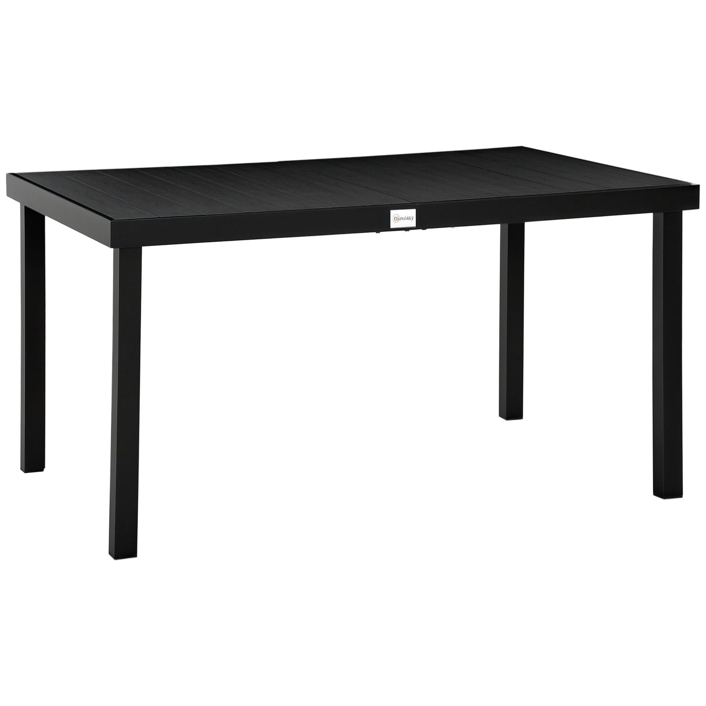 Aluminum Outdoor Dining Table for 6, Patio Rectangular Table, 55" W x 35.5" D x 29.25" H, Black