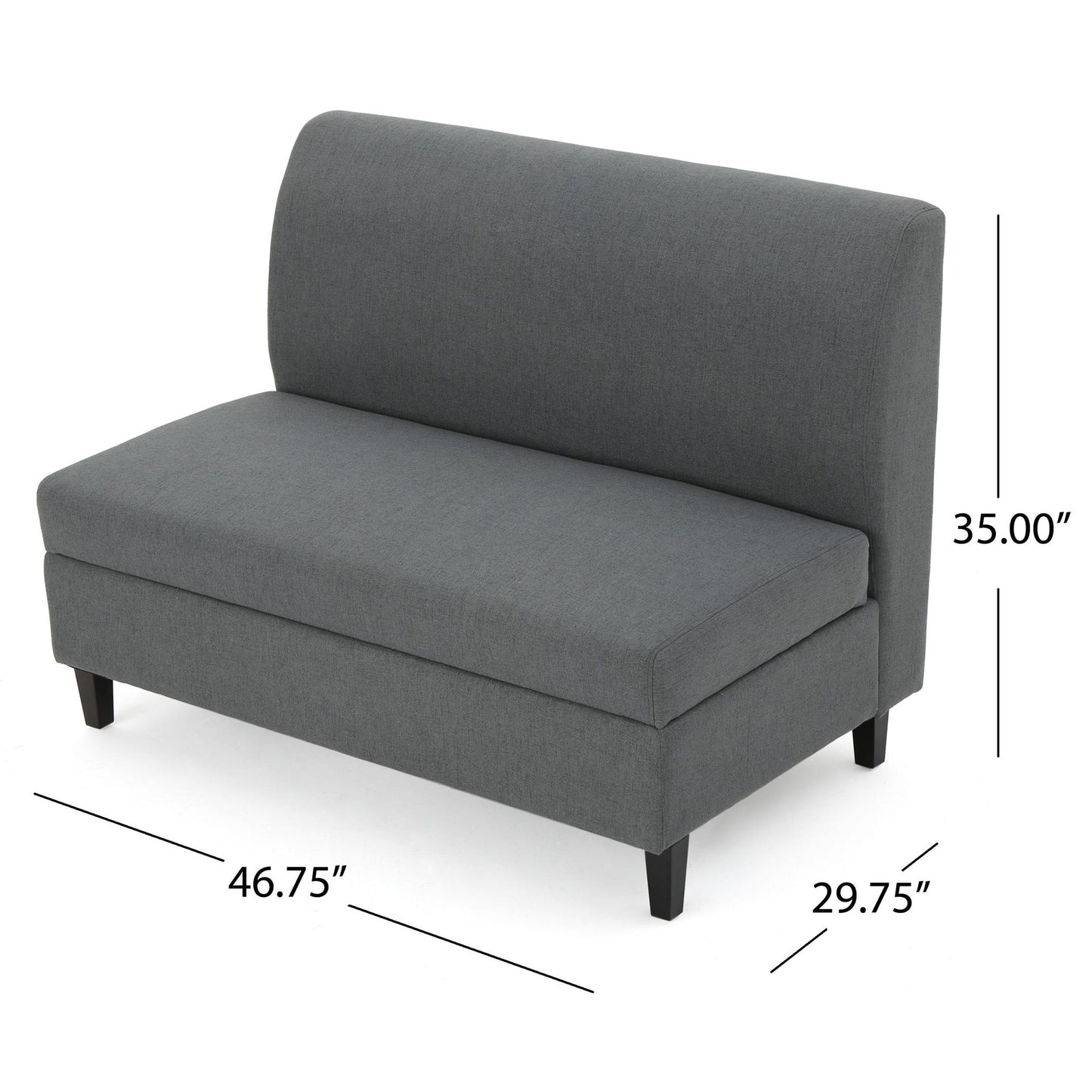Modern Loveseat with Storage, High-Density Foam and Durable Wood Frame, 2-Seater Sofa for Living Room, 47" L x 30" W x 35" H, Charcoal