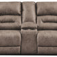 Stoneland - Fossil - Dbl Reclining Loveseat W/Console - Faux Leather