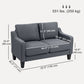 Loveseat Sofa, Modern Couch with Pocket Spring, Linen Upholstered, Thick Padded, Charcoal Grey