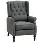 Wingback Reclining Chair with Footrest, Button Tufted Recliner Chair with Rolled Armrests for Living Room, Dark Grey