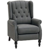 Wingback Reclining Chair with Footrest, Button Tufted Recliner Chair with Rolled Armrests for Living Room, Dark Grey