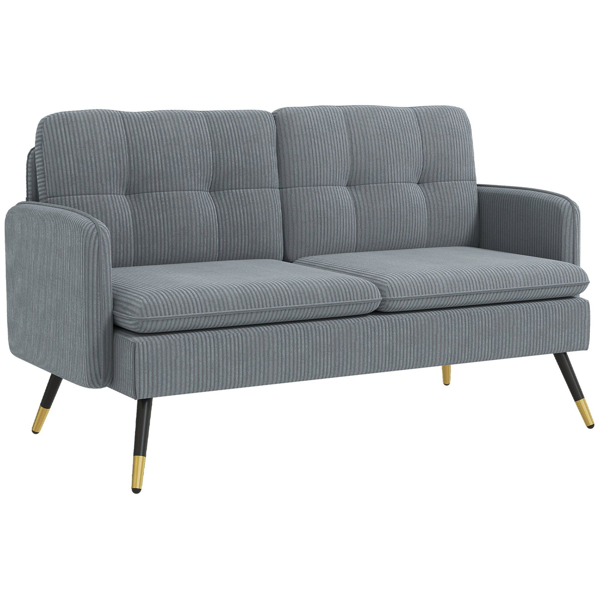 55" Corduroy Tufted Loveseat - Dark Grey