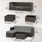 3 Pieces Patio Furniture Set with Cushions, Outdoor PE Rattan Wicker Conversation Corner Sofa Set with Glass Top Table