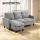 Leslie L-Shape Sofa with Ottoman- Light Grey