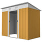 7' x 4' Outdoor Storage Shed, Metal Garden Tool Storage House Organizer with Lockable Sliding Doors and Vents for Backyard Patio Lawn, Yellow