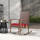 Outdoor PE Rattan Rocking Chair, Garden Glider Rocking Chair, Wicker Patio Chair Set with Armrest and Cushion, Wine Red