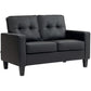 51" Double Sofa Couch, Upholstered PU Leather Loveseat with Armrests, Tufted Backrest, Cushion, Black