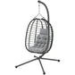 Hanging Egg Chair with Stand, Foldable Wicker Rattan Swing Chair with Thick Cushion, Headrest, Light Grey