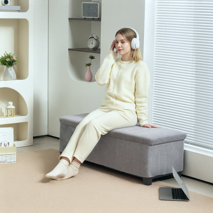 44" Corduroy Storage Ottoman Bench