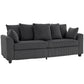 3-Seater Corduroy Sofa with Curved Armrests - Dark Grey