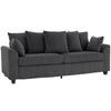 3-Seater Corduroy Sofa with Curved Armrests - Dark Grey