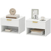 Floating Nightstands Set of 2 with Drawer - White