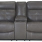 Jesolo - Dark Gray - Dbl Rec Loveseat W/Console - Faux Leather