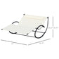 Double Chaise Lounger Garden Rocker Sun Bed Outdoor Hammock Chair Texteline with Pillow Cream White