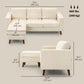 Sectional Sofa with Changeable Chaise Lounge, 3 Seat L-Shaped Sofa, Upholstered Couch for Small Space, Cream White
