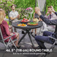 46.5" Outdoor Dining Table for 6, Round Picnic Table with Slatted Top for Balcony, Porch, Black