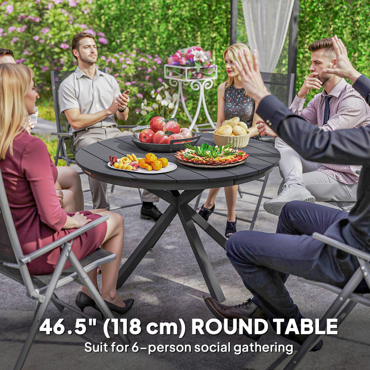 46.5" Round Picnic Dining Table with Slatted Top