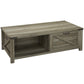 Farmhouse Coffee Table with Drawer and Shelf - Grey