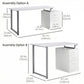 47" Computer Desk Writing Table Workstation with Multi-Use Reversible File Drawers Metal Frame Home Office Furniture, White
