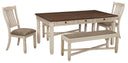 5 Pc. Table, 2 Upholstered Side Chairs, 2 Upholstered Benches