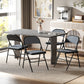 Set of 4 Metal Foldable Chairs, Corduroy Padded Folding Chairs with Cushion Seat and Open Back for Indoor, Grey