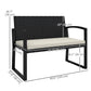 2 Seater Outdoor Bench, Rattan Garden Bench Loveseat with Cushion, Armrests, Steel Frame for Patio, Porch, Beige