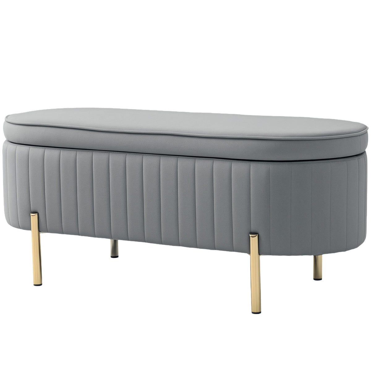 Channel Tufted Upholstered Bedroom Bench - Grey