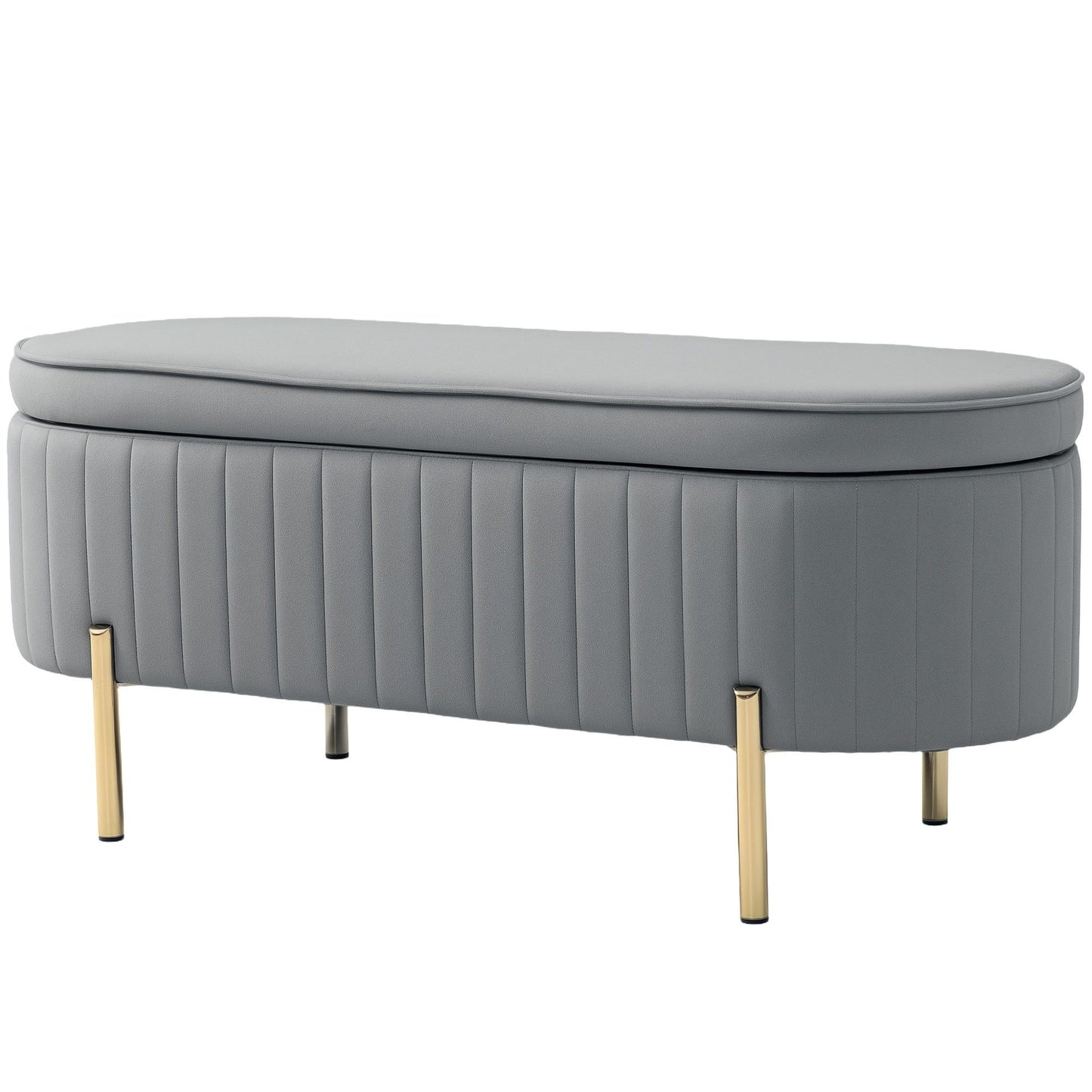 Channel Tufted Upholstered Bedroom Bench - Grey