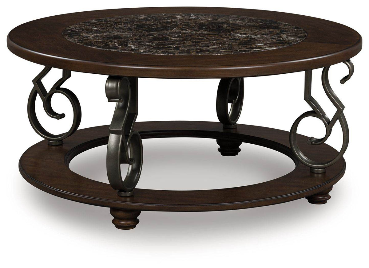 Frallyn - Round Cocktail Table - Dark Brown