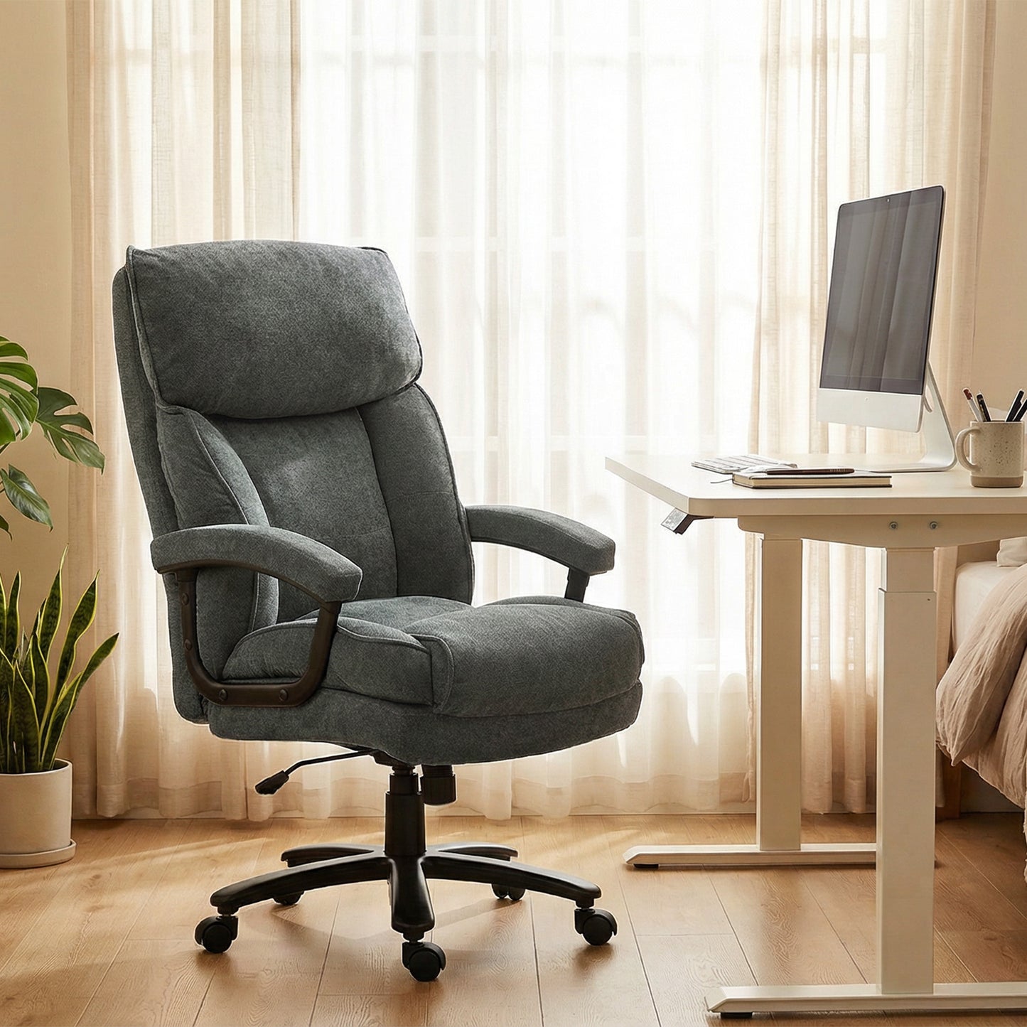 Big and Tall Executive Office Chair, Up to 450 lbs. Heavy Duty Desk Chair, Computer Chair for Heavy People, Grey