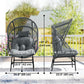 Wicker Egg Chair, 330 lbs Outdoor Rattan Lounge Chair with Thick Cushion, Headrest, Steel Frame, Dark Grey