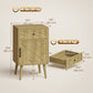 Nightstand Set of 2 with Drawer and Cabinet - Oak