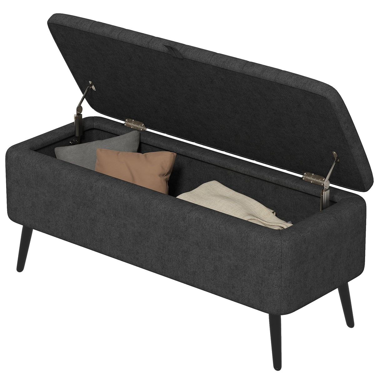 40" Linen Storage Ottoman Bench - Black