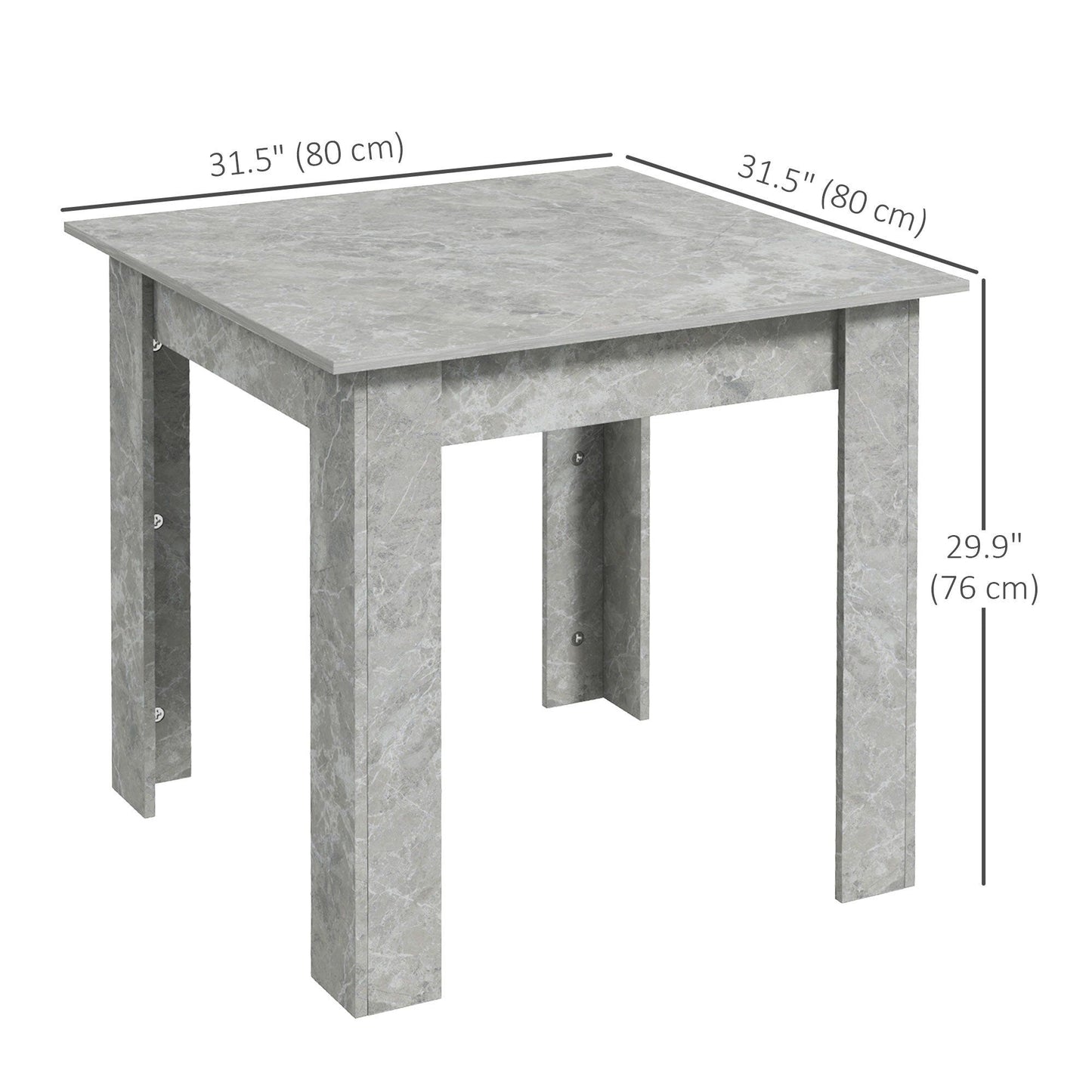 Square Dining Table with Faux Cement Top - Cement Grey