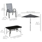 8 Pieces Patio Dining Set with Umbrella, 6 Chairs and Table, Grey