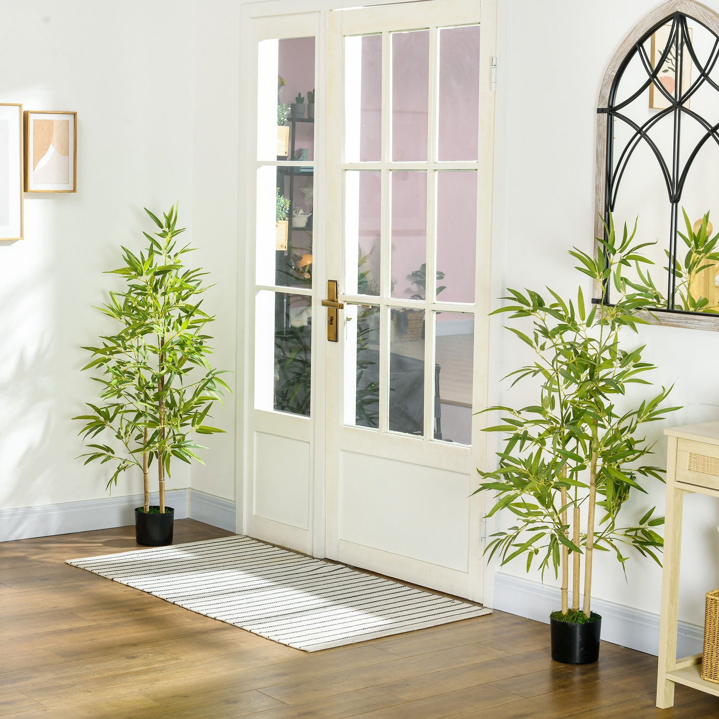 Set of 2 4ft Artificial Tree, Indoor Fake Bamboo with Pot, for Home Office Living Room Decor