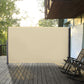 118" x 71" Outdoor Folding Privacy Screen Retractable Side Awning Patio with Resistance to UV Rays and Wind Cream White