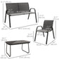 4 Pieces Outdoor Furniture Set with 2 Stackable Chairs, Loveseat, Patio Conversation Set with Glass Coffee Table, Black