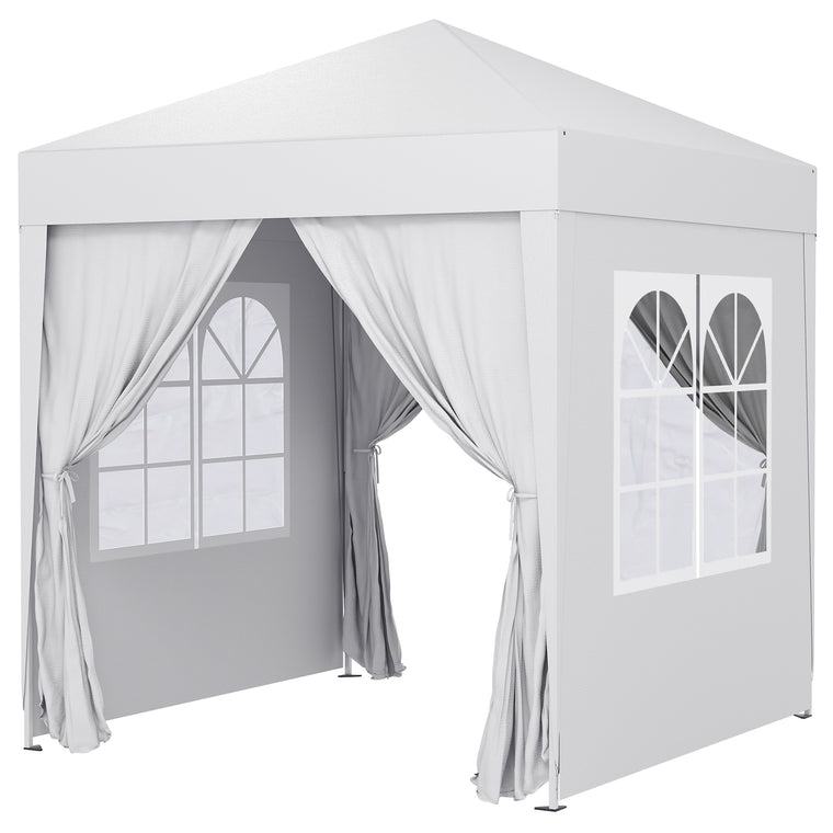 6.6' x 6.6' White Pop-Up Gazebo with Sidewalls & Carry Bag