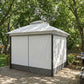 10' x 10' Patio Gazebo, UPF50+ Double Roof Outdoor Gazebo Canopy with Netting and Curtains, Steel Frame, Light Grey